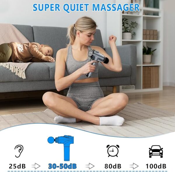 Massage Gun, Muscle Massage Gun for Athletes Handheld Electric Deep Tissue Back Massager - Image 3