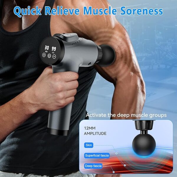Massage Gun, Muscle Massage Gun for Athletes Handheld Electric Deep Tissue Back Massager - Image 2