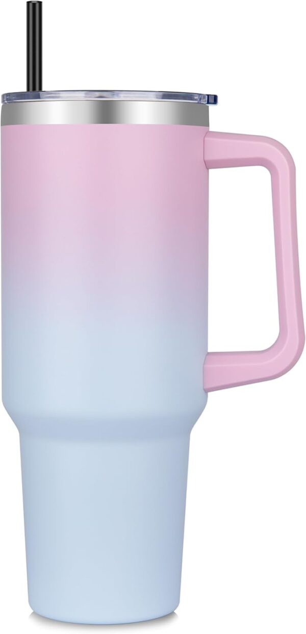 DOMICARE 40 oz Tumbler with Handle and Straw, Stainless Steel Tumbler with Lid and Straw - Image 5