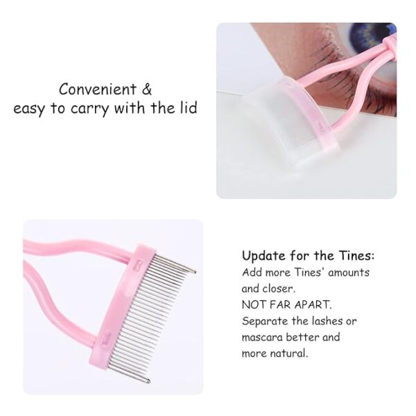 Eyelash Comb Separator MSQ Eyelash Mascara Brush and Comb Lash Separator With Comb Cover Arc Designed Cosmetic Brushes Tool Pink (1PCS) - Image 4