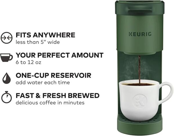 Keurig K-Mini Single Serve K-Cup Pod Coffee Maker, 6 to 12oz Brew size, with Cord Storage, Perfect for Small Spaces, Evergreen - Image 3