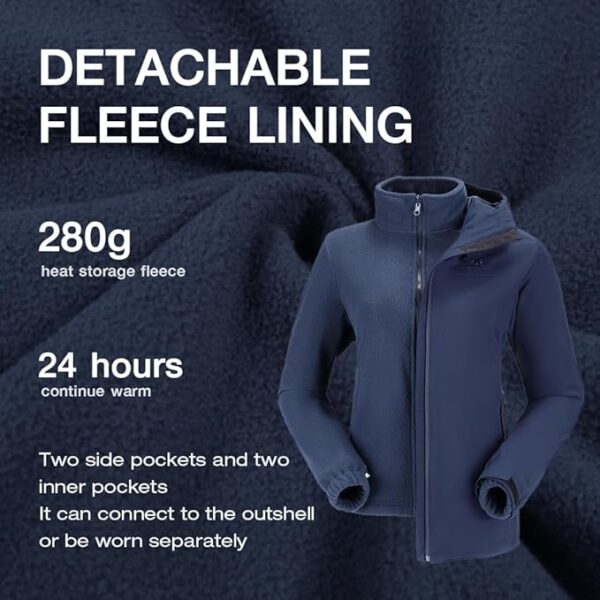 CAMEL CROWN Women's Ski Jacket Waterproof 3 in 1 Winter Coat with Fleece Inner Warm Windproof For Snow Outdoor Hiking - Image 3