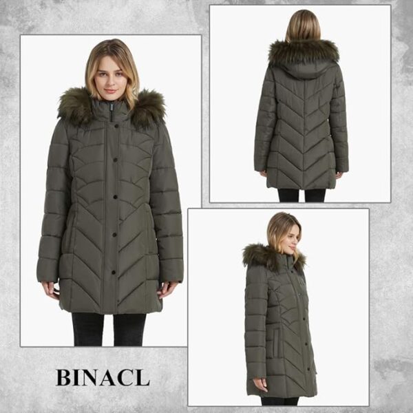 BINACL Women's Winter Warm Thicken Long Outwear Pockets Coat Parka Jacket XS-3XL - Image 2