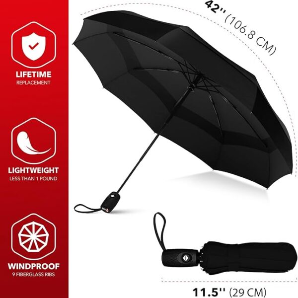 Auto Open Close, Durable & Compact Umbrella, Strong Fiberglass Frame, Waterproof Canop - Image 3