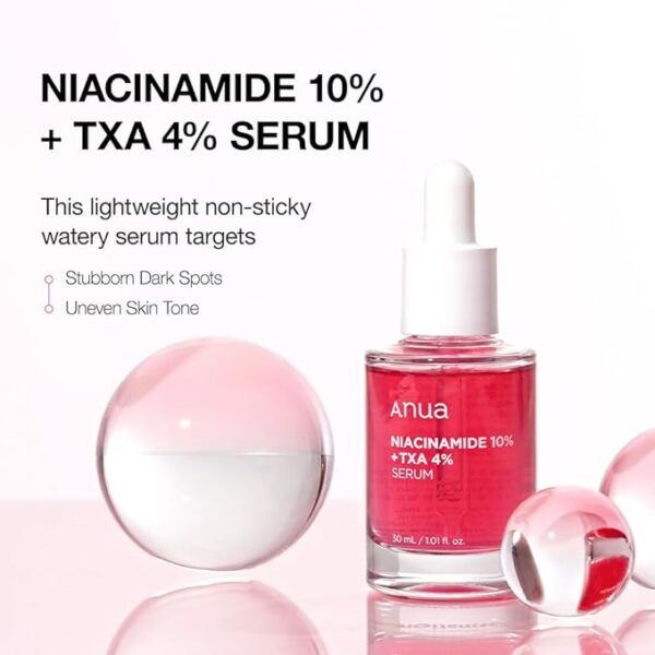 Anua 10% Niacinamide+ 4% Tranexamic Acid Serum, Ceramide, Hyaluronic Acid, Vitamin B12 natural color, for Sensitive skin, Korean Glass Skin, Fragrance-Free (30ml /1.01 fl.oz.) - Image 3