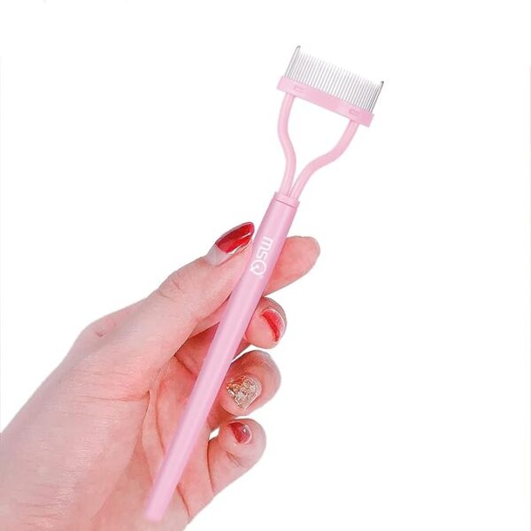 Eyelash Comb Separator MSQ Eyelash Mascara Brush and Comb Lash Separator With Comb Cover Arc Designed Cosmetic Brushes Tool Pink (1PCS) - Image 2