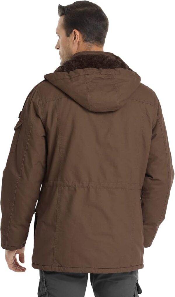 Men's Winter Jacket Military Jacket Fleece Lined Warm Cargo Jackets Removable Hood Cotton Work Coat - Image 2