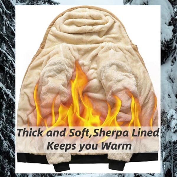 Men's Winter Fleece Thermal Jackets for Men Sherpa Lined Hoodies Warm Thick Jacket Outerwear - Image 2