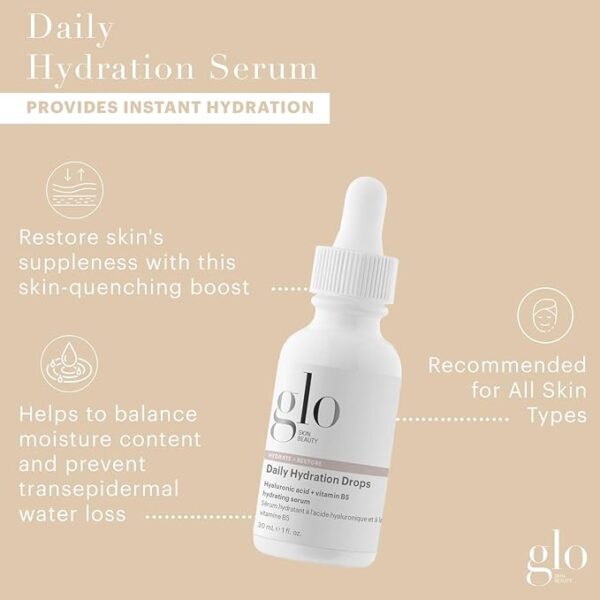 Glo Skin Beauty Daily Hydration Drops - Hyaluronic Acid & Vitamin B5 Hydrating Face Serum - Image 2
