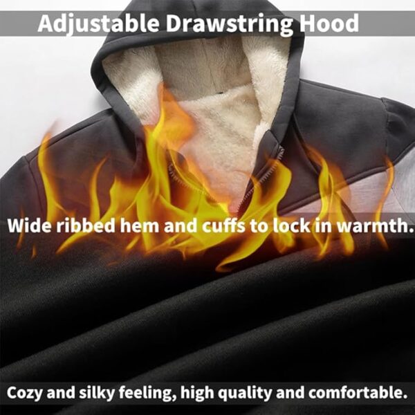 Men's Winter Fleece Thermal Jackets for Men Sherpa Lined Hoodies Warm Thick Jacket Outerwear - Image 4