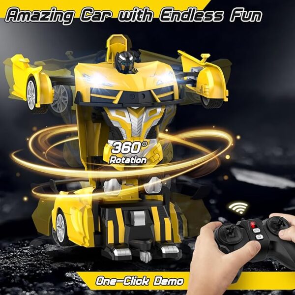 Remote Control Car，Transform Robot RC Cars with Cool LED Headlights - Image 3
