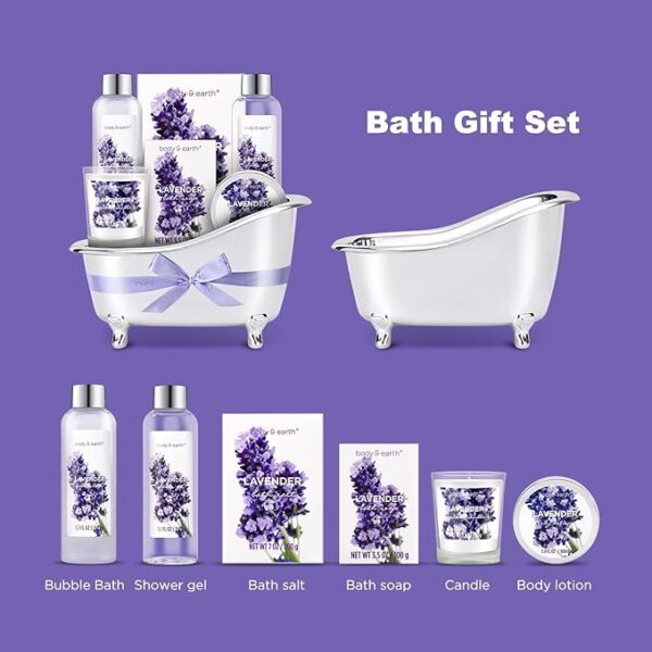 Gift Set for Women Body & Earth Gifts for Women Lavender Gift Baskets For Women Bath Sets - Image 3
