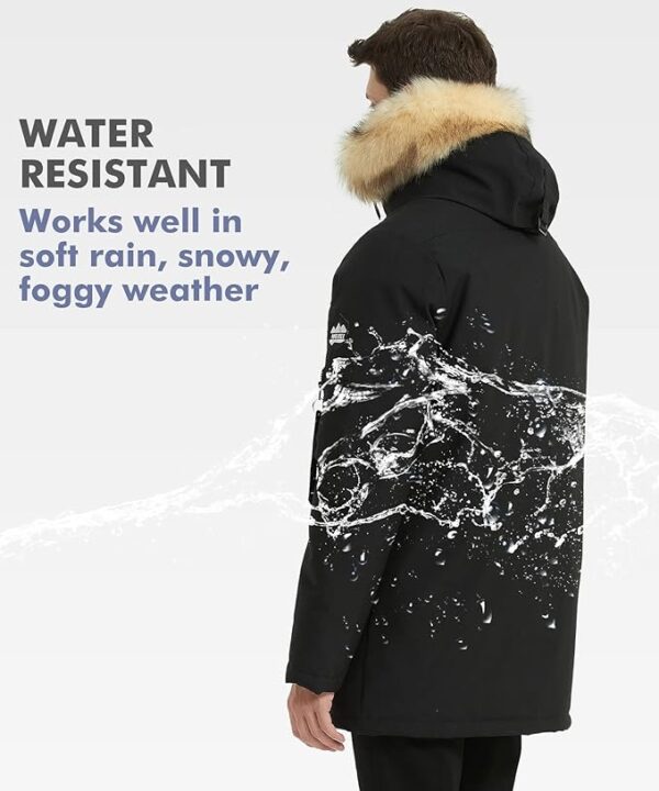 PUREMSX Winter Jackets for Men, Insulated Thick Warm Padded Puffer Coat with Fur Hood - Image 4