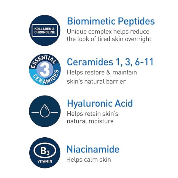 CeraVe Skin Renewing Night Cream | Niacinamide, Peptide Complex, and Hyaluronic Acid Moisturizer for Face - Image 4