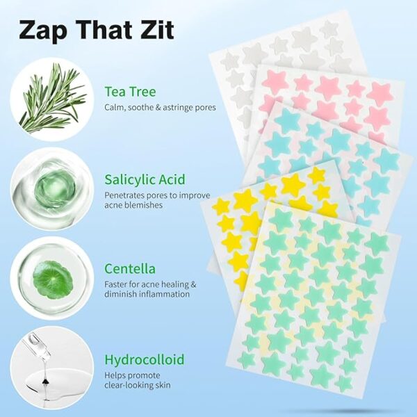 Pimple Patches for Face, Hydrocolloid Acne Patches, Cute Star Zit Covers - Image 2