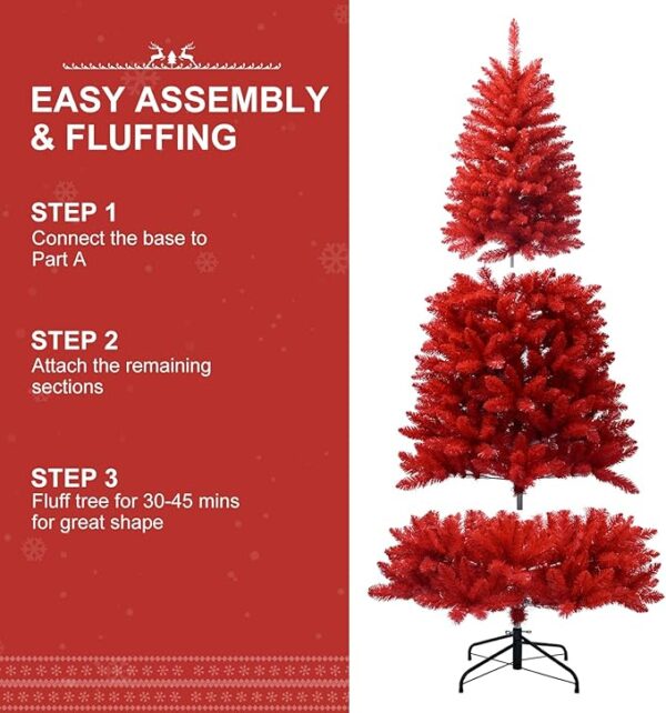 Kadunmina 6ft Artificial Red Christmas Tree - Image 4