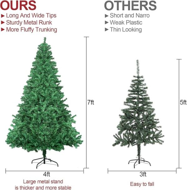 7Ft Artificial Holiday Christmas Tree with 1000 Branch Tips - Image 2