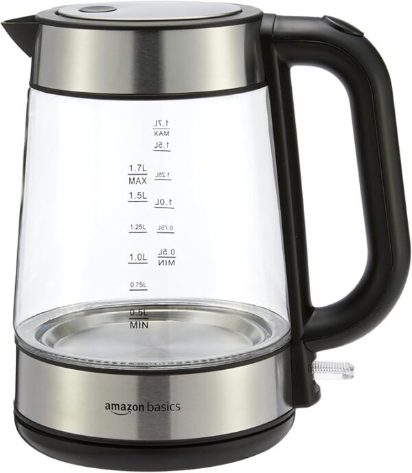 Basics Glass Carafe Electric Hot Water Kettle, 1.8 Quarts