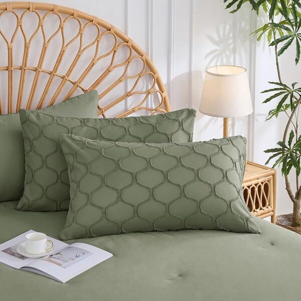 All Seasons Bedding Set, Boho 3 Pieces Bed Set, Ultra-Soft Luxurious Microfiber Bohemian Comforter(104"x90"),(King，Green) - Image 4
