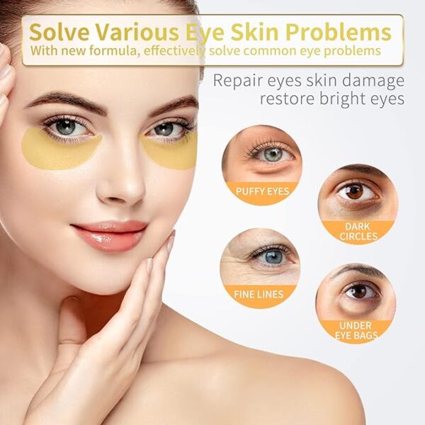 Under Eye Patches - 30 Pairs - 24K Gold Eye Mask- Puffy Eyes & Dark Circles Treatments,Reduce Under Eye Bags and Smooth Wrinkles,Eye Skin Care Pads With Collagen - Image 2