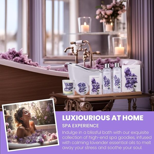 Gift Set for Women Body & Earth Gifts for Women Lavender Gift Baskets For Women Bath Sets - Image 4