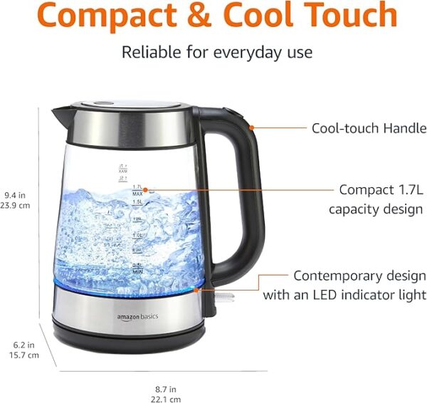 Basics Glass Carafe Electric Hot Water Kettle, 1.8 Quarts - Image 2