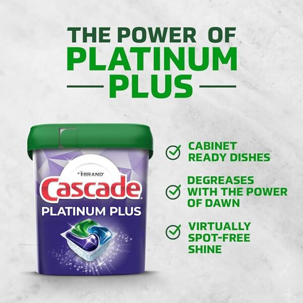 Cascade Platinum Plus Dishwasher Pod, Dish Detergent ActionPacs Dish Pods, Fresh, 52 Count - Image 2