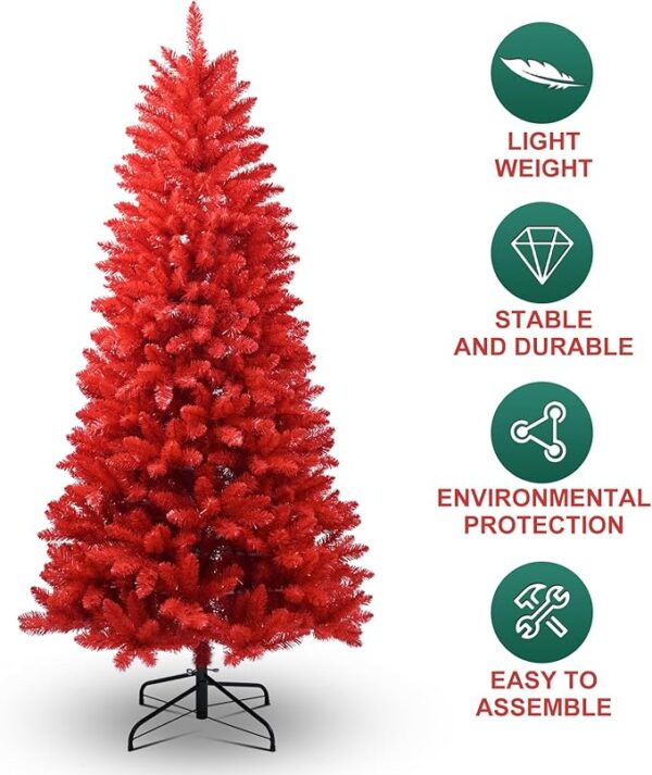Kadunmina 6ft Artificial Red Christmas Tree - Image 5