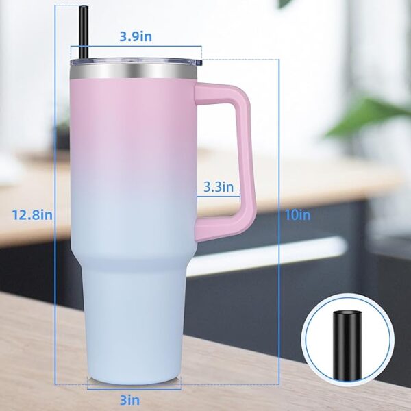 DOMICARE 40 oz Tumbler with Handle and Straw, Stainless Steel Tumbler with Lid and Straw - Image 6