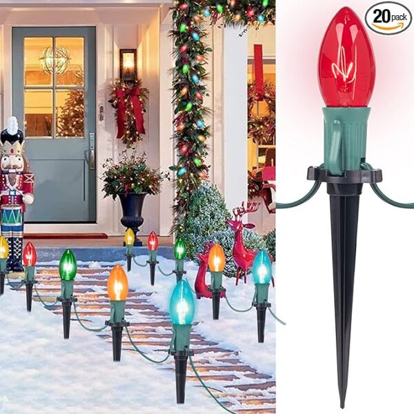 Christmas Pathway Lights Outdoor, 25.7 Feet C9 Christmas Lights