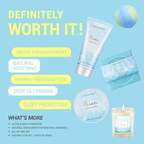 Bath Gifts for Women with Scented Candle Body Butter Hand Cream Bath Bomb Womens Gifts for Christmas - Image 3
