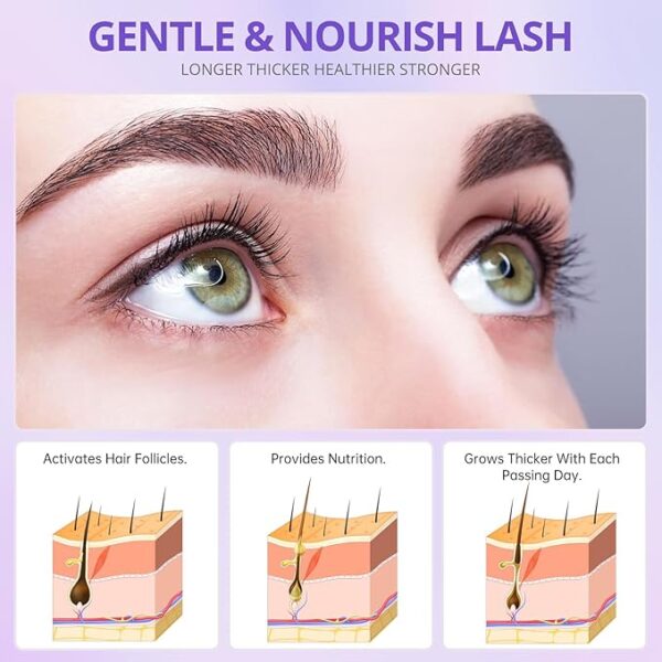 Lash Serum - 8ml Rapid Eyelash Growth Serum, Lash Serum for Eyelash Growth Thickness, Stronger, Healthier Lashes & Brows, Vegan & Cruelty-Free - Image 4