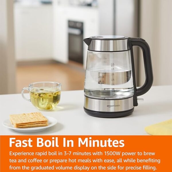 Basics Glass Carafe Electric Hot Water Kettle, 1.8 Quarts - Image 5