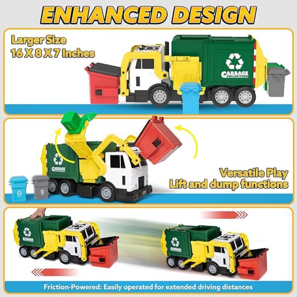 OYIN Large Friction Powered Garbage Truck Toy Set - Image 3