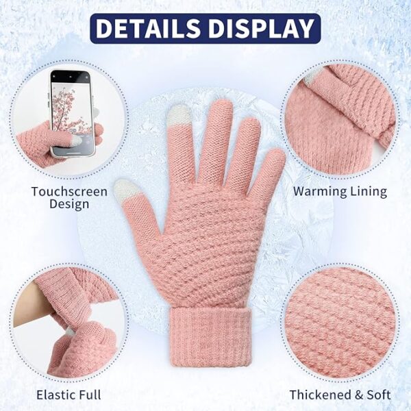 Omisy 4 Pairs Women Winter Gloves Touchscreen Cold Weather Mitten - Image 5