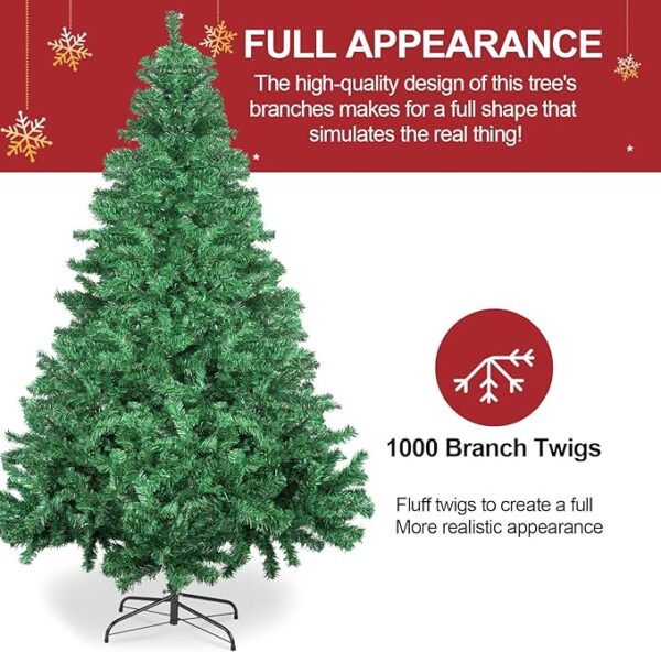 7Ft Artificial Holiday Christmas Tree with 1000 Branch Tips - Image 3