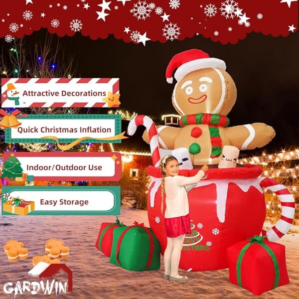 Gardwin 6ft Gingerbread Christmas Inflatable Outdoor Decoration, - Image 3