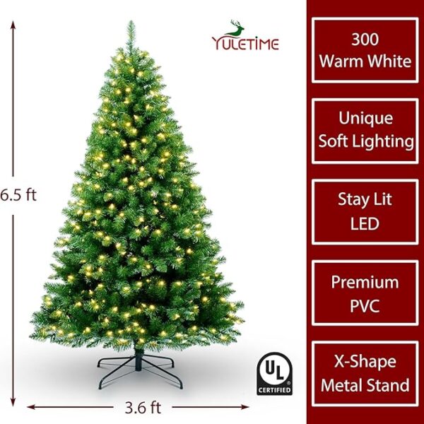 YULETIME 6.5ft Pre-Lit Christmas Tree - Image 3