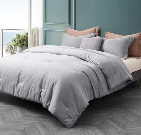 Grey Breathable Lightweight Bedding Comforter Set