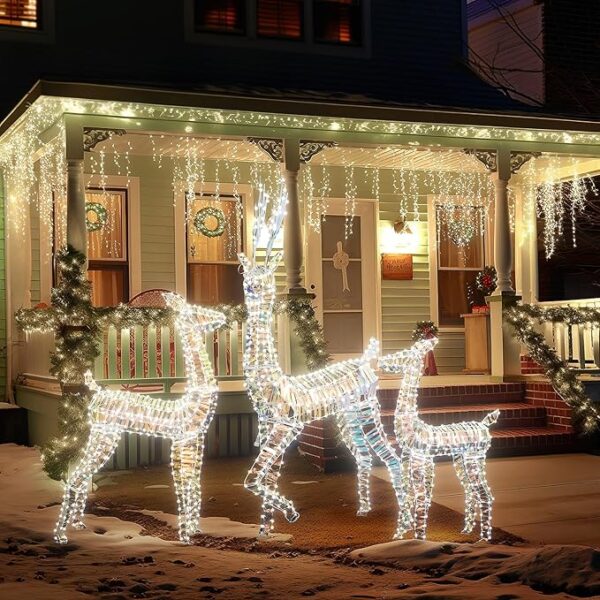 AWQM 3-Piece Lighted Christmas Reindeer, Christmas Deer Family Set - Image 2