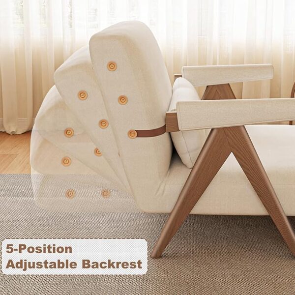 Convertible Sleeper Chair Bed, 3-in-1 Sofa Bed Chair for Adults with Adjustable Backrest, Fold Out Chair Bed for Living Room/Bedroom/Office, White - Image 5