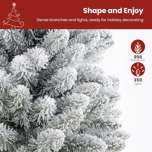 SHareconn 7.5ft Prelit Snow Flocked Artificial Holiday Christmas Tree - Image 3