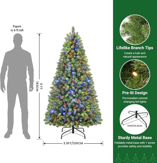 SHareconn 6ft Prelit Premium Artificial Hinged Christmas Tree - Image 2