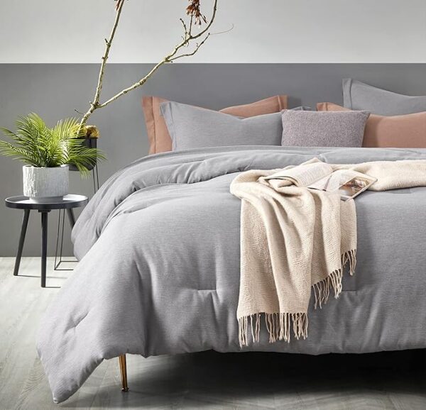 Grey Breathable Lightweight Bedding Comforter Set - Image 2