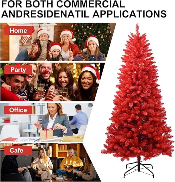 Kadunmina 6ft Artificial Red Christmas Tree - Image 3