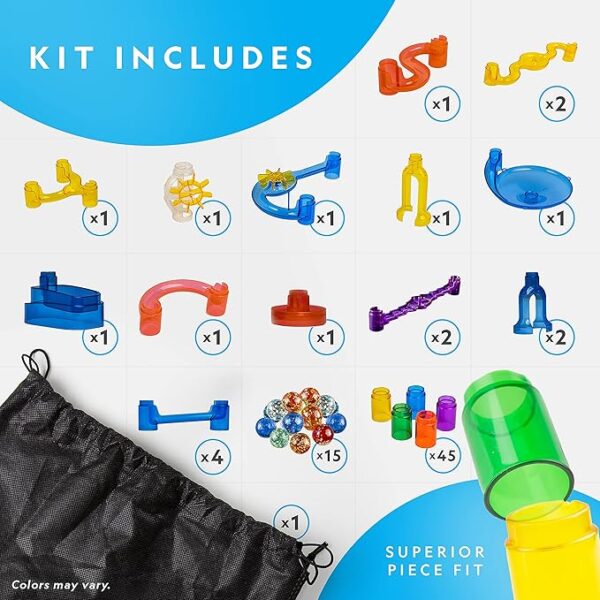 Construction Set with 15 Glow in The Dark Glass Marbles & Storage Bag - Image 3