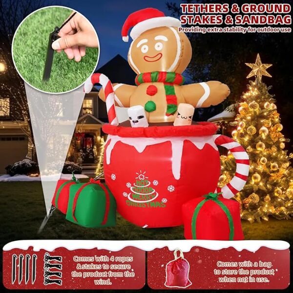 Gardwin 6ft Gingerbread Christmas Inflatable Outdoor Decoration, - Image 5