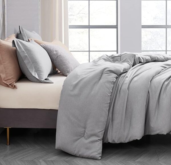 Grey Breathable Lightweight Bedding Comforter Set - Image 3
