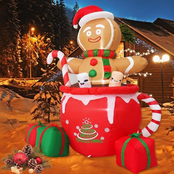 Gardwin 6ft Gingerbread Christmas Inflatable Outdoor Decoration, - Image 2