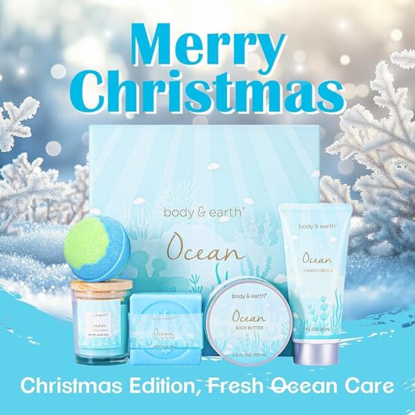 Bath Gifts for Women with Scented Candle Body Butter Hand Cream Bath Bomb Womens Gifts for Christmas - Image 2